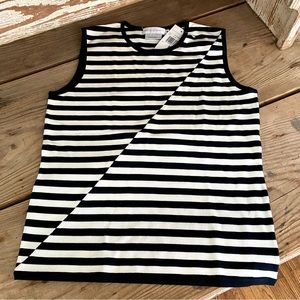 Garfield & Marks black and white stripe knit tank size medium